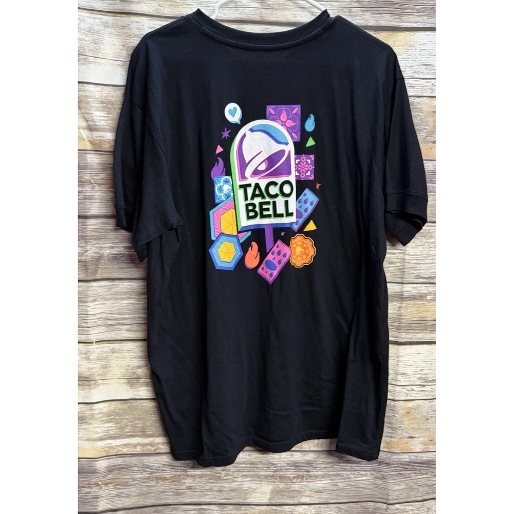 Novelty stylish retro style Taco bell 3 button XL‎  black t-shirt Short Sleeve